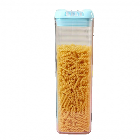 Organizatoare si accesorii pentru bucatarie - Cutie de depozitare alimente, 1.9l, capac albastru, din pp+pet, inchidere ermetica, 10 x 10 x 30.5 cm, transparent