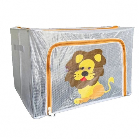 Pentru depozitare sezonieră - Cutie de depozitare, pentru camera copiilor, 100l, din pvc, model leu, 60 x 42 x 40 cm, transparent