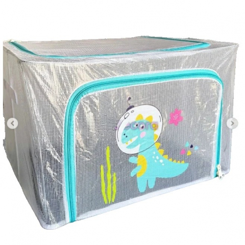 Organizare pentru casă - Cutie de depozitare, pentru camera copiilor, 66l, din pvc, model dinozaur, 50 x 40 x 33 cm, transparent