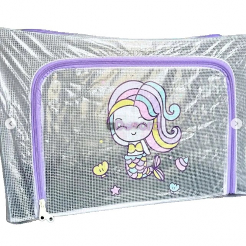 Organizare pentru casă - Cutie de depozitare, pentru camera copiilor, 66l, din pvc, model sirena, 50 x 40 x 33 cm, transparent