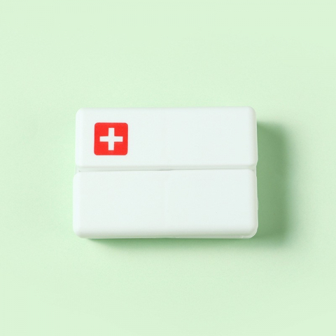Cutie depozitare medicamente, 7 compartimente sigilate individual, pliabila, portabila, alb/rosu [4]