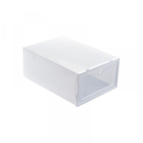 Promo rapid - Cutie pentru pantofi, tip sertar, din plastic, stivuibila, usa frontala, 31 x 21.5 x 12.5 cm, transparent
