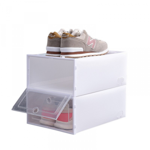 Cutie pentru pantofi, tip sertar, din plastic, stivuibila, usa frontala, 31 x 21.5 x 12.5 cm, transparent [4]