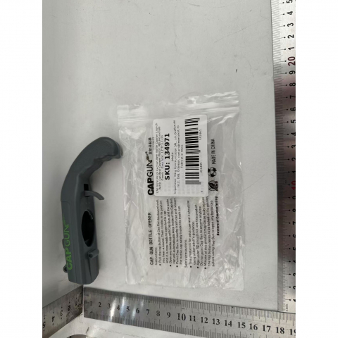 Deschizator de sticle, model pistol, plastic, abs, pentru dopuri metalice, 13 x 6 x 3.7 cm, gri [1]