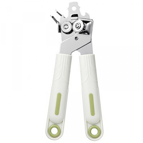 Ajutoare pentru gatit - Desfacator de conserve 3 in 1, instrument pentru deschis conserve, sticle, otel inoxidabil, simplu de utilizat, maner anti alunecare, 21.5 x 4.7 cm alb