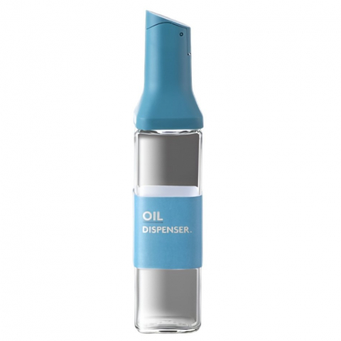 Organizatoare si accesorii pentru bucatarie - Dispenser pentru ulei, deschidere si inchidere automata a rezervorul, cu inductie gravitationala, 500 ml, 29.5x6x6 cm, albastru