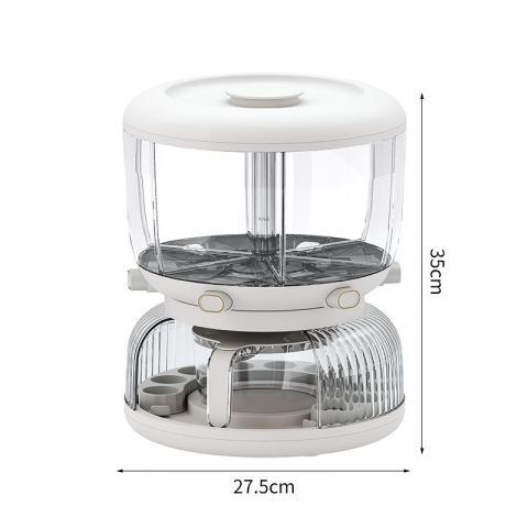 Dozator etajat de cereale  rotativ 360, 6 compartimente, capacitate 10l, cofrag special pentru oua, vas pentru scurgerea cerealelor, 35x27.5 cm, alb [10]