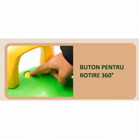 Excavator pentru copii, 1-3 ani, greutate portanta 30 kg, muzica si lumini, rotatie 360 grade, 45 x 31 x 35 cm, 4 roti, verde [1]