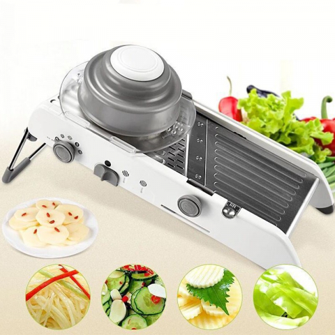 Feliator manual multifunctional, usor de folosit, pentru legume, fructe, razatoare, otel inoxidabil, accesoriu bucatarie, 39 x 11.5 x 12.5 cm alb [2]