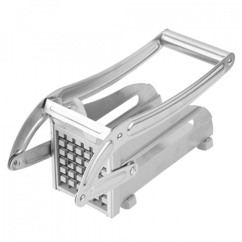Ajutoare pentru gatit - Feliator manual  pentru cartofi pai si legume, din inox, cu 2 dimensiuni de feliere, 25.5 x 11.7 cm, argintiu