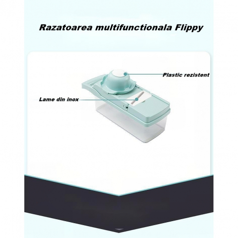 Feliator multifunctional, razatoare, 8 in 1, pentru fructe si legume, 10 piese, lame de inox, recipient stocare, separator oua, protectie mana, abs, 32.2x11.3 cm, albastru/alb [3]