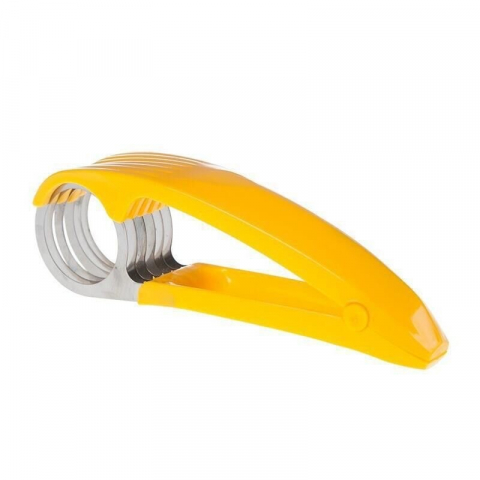 Ajutoare pentru gatit - Feliator pentru alimente, accesoriu pentru bucatarie, cutit pentru legume si fructe, model banana, ergonomic, 17.5x5x4 cm, galben