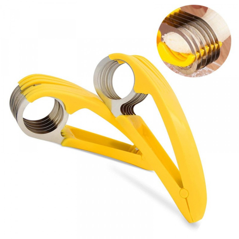 Feliator pentru alimente, accesoriu pentru bucatarie, cutit pentru legume si fructe, model banana, ergonomic, 17.5x5x4 cm, galben [11]