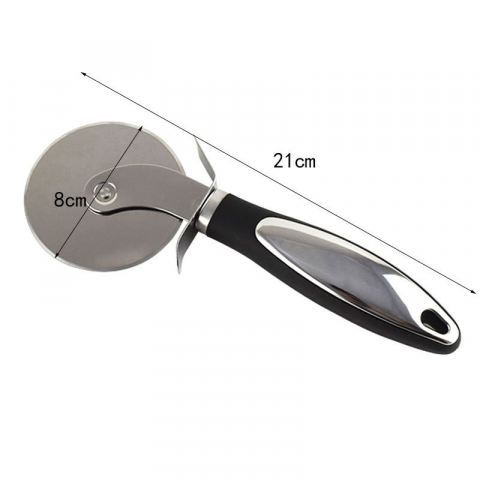 Feliator si lopatica pentru pizza, set din 2 ustensile, otel inoxidabil, maner antiderapant, 26.5 x 8 x 3 cm, negru [2]