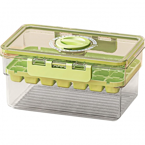Ajutoare pentru gatit - Forma de gheata, un strat, inchidere etans, din pp+pet, 19 x 12 x 9.5 cm, verde