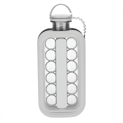 Ajutoare pentru gatit - Forma pentru gheata 2 in 1 portabila, tavita sub forma de sticla, diametru 3 cm, multifunctional, 17 bilute de gheata, 27.5 x 11.4 x 5.5 cm, culoare alb