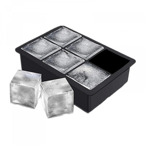 Ajutoare pentru gatit - Forma pentru gheata, 6 forme patrate cu capac, din silicon, 17 x 12 x 6 cm, negru
