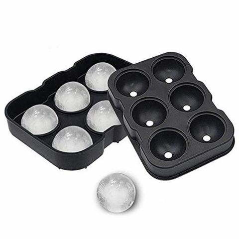 Ajutoare pentru gatit - Forma pentru gheata, 6 forme sferice, din silicon, 17 x 12 x 6 cm, negru