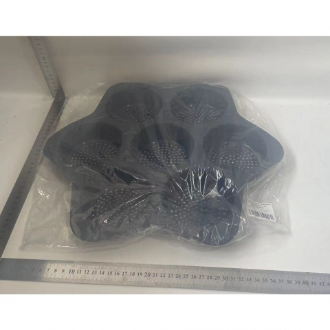 Forme de silicon pentru copt, 7 forme rotiunde, pentru burgeri si prajituri, 38.5 x 4 cm, negru [1]