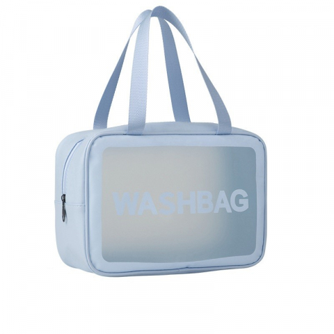 Organizatoare, perne voiaj şi accesorii - Geanta cosmetice de voiaj, impermeabila, translucida mata, 26 x 15 x 10 cm, albastru