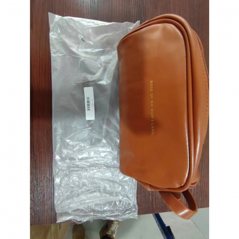 Geanta cosmetice pentru femei  material poliuretan, 25 x 14.5 x 14.5 cm, impermeabila, maro [6]