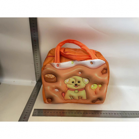 Geantă frigorifică, cu desene animate 3d, portabilă pentru copii, de prânz, din pânză oxford, 23x13x19 cm, model catelus, maro [1]
