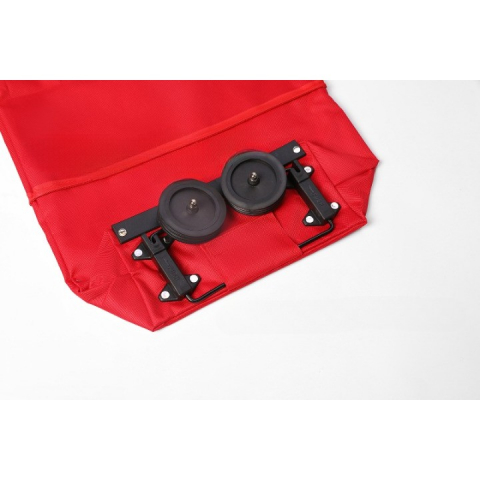 Geanta pliabila, 2 in 1, carucior cu roti, pentru cumparaturi, 19 l, rosu, plastic, 39 x 46 x 12 cm [4]