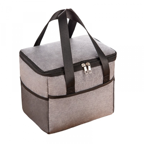 Genți termice pentru adulți - Geanta termica  pentru pranz, compartimente telefon si tacamuri, multifunctionala, impermeabila, 24x18x21 cm, gri