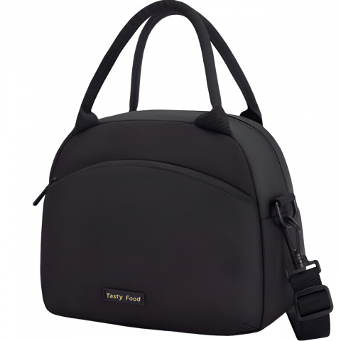 Genți termice pentru adulți - Geanta termica pentru pranz  multifunctionala, compartimentata, impermeabila, 2 tipuri de manere, 26x14.3x21.2 cm, negru