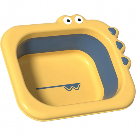 Îngrijire, transport și organizare pentru bebeluși și copii - Lavoar pliabil, pentru copii, din pp/tpe, portabil, model crocodil, 30x24.5x9 cm, galben/albastru
