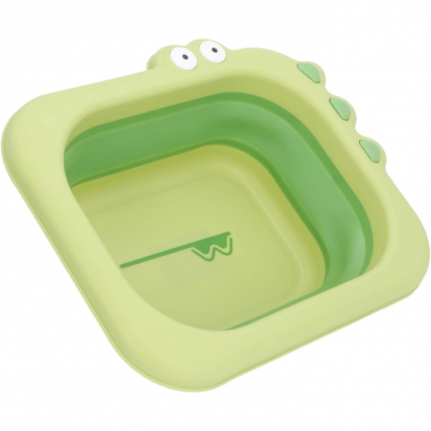 Îngrijire, transport și organizare pentru bebeluși și copii - Lavoar pliabil, pentru copii, din pp/tpe, portabil, model crocodil, 30x24.5x9 cm, verde