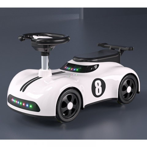 Masina pentru copii, 1-3 ani, impingere, bluetooth, muzica, din abs, 4 roti, inaltime sezut 22 cm, alb [1]