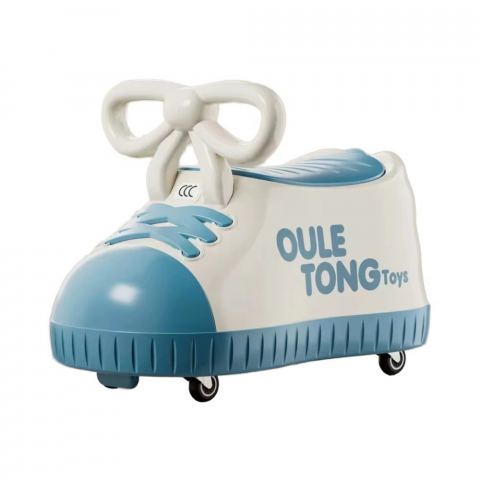 Îngrijire, transport și organizare pentru bebeluși și copii - Masina pentru copii, model pantof, 4 roti, 1-6 ani, cutie de depozitare, din abs, 48 x 27 x 34 cm, albastru