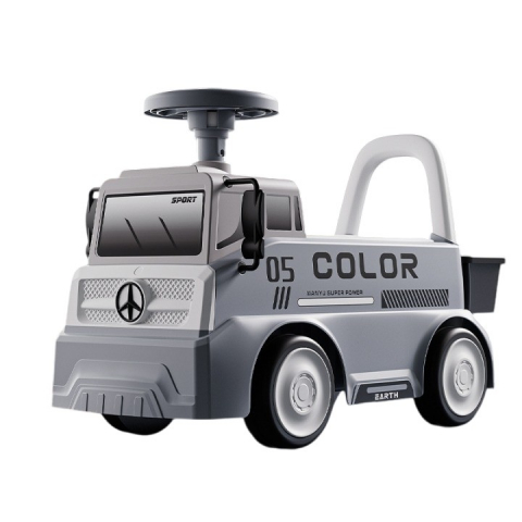 Promo rapid - Mașinuță pentru copii, 3 ani, model camion, sport, claxon, cutie depozitare, 62x26x40 cm, gri