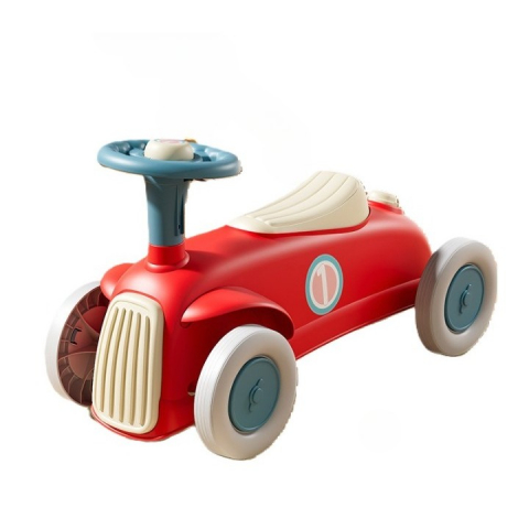 Îngrijire, transport și organizare pentru bebeluși și copii - Masinuta ride-on  cu sistem anti-rasturnare, claxon pe volan, 1-6 ani, 60 x 28 x 34 cm, rosu-crem