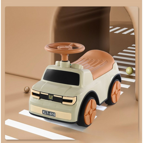 Masinuta ride-on  cu sistem anti-rasturnare, sistem de lumini si muzica, cutie de depozitare, 1-6 ani, 58 x 28 x 37 cm, maro [4]