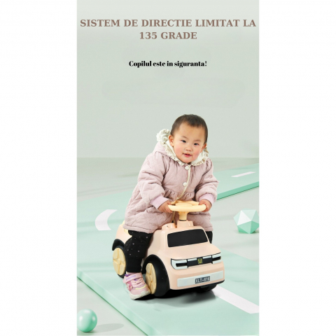 Masinuta ride-on  cu sistem anti-rasturnare, sistem de lumini si muzica, cutie de depozitare, 1-6 ani, 58 x 28 x 37 cm, maro [8]
