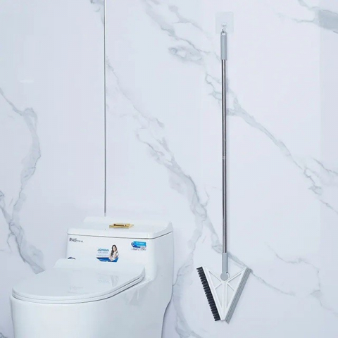 Matura telescopica, cu doua capete - perie/racleta 23 cm, lungime 110 cm, din plastic/otel/silicon, gri [1]