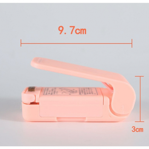 Mini aparat de sigilat pungi cu baterii, etansare prin caldura, spate magnetic, portabil, 9.7x3 cm, roz [4]