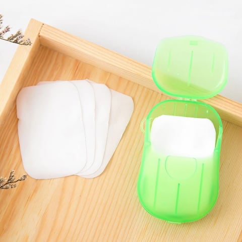 Mini cutie de sapun din hartie, de unica folosinta, portabila, potrivit pentru calatorii, 20 buc, verde [2]