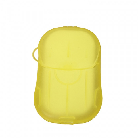 Favorite - Mini cutie de sapun din hartie, de unica folosinta, portabila, potrivit pentru calatorii, 20 foite, galben