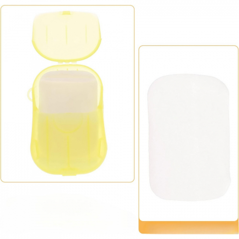 Mini cutie de sapun din hartie, de unica folosinta, portabila, potrivit pentru calatorii, 20 foite, galben [4]