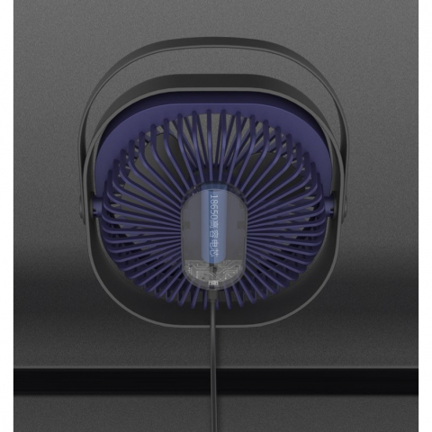 Mini ventilator pentru birou cu usb, rotire 360 grade, 3 viteze, 4000 ma, 13.5 x 12,8, albastru [2]