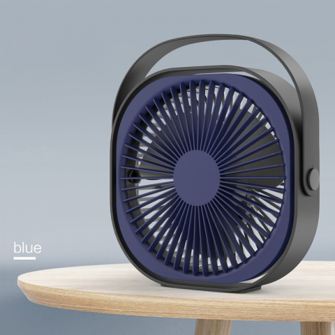 Mini ventilator pentru birou cu usb, rotire 360 grade, 3 viteze, 4000 ma, 13.5 x 12,8, albastru [1]