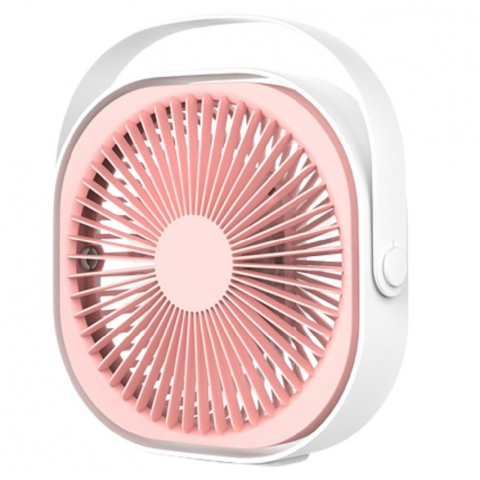 Ventilatoare - Mini ventilator pentru birou cu usb, rotire 360 grade, 3 viteze, 4000 ma, 13.5 x 12,8, roz