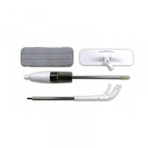 Mop plat, cu pulverizator, pentru uz casnic, plastic, rezerva de mop din microfibra, 125x40 cm, alb/negru [5]