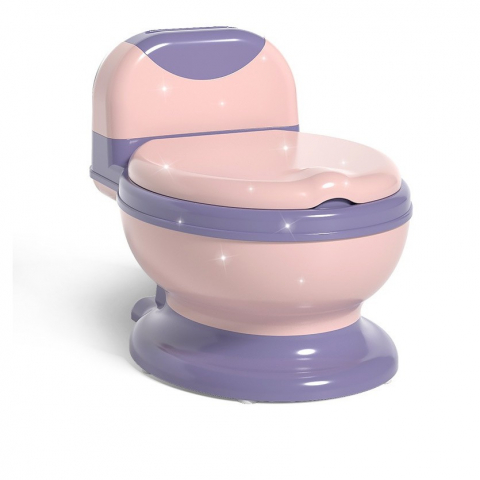 Promo rapid - Olita bebelusi, pentru copii 1 - 8 ani, model toaleta adulti, colac moale pvc, compartiment detasabil, cutie depozitare hartie, 34 x 32 x 19 cm, roz/mov