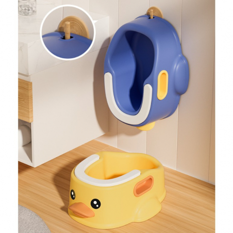 Olita pentru copii, +1an, portabila, design ratusca, model prietenos, non-toxic, compartiment detasabil, cu maner, usor de curatat, galben [6]