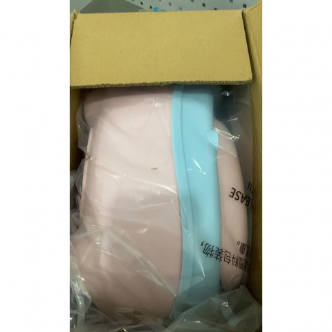 Olita pentru copii, +6 luni, compartiment detasabil, cu capac, antiderapanta, din plastic, colac moale, model animat ciclop, cu maner, 33 x 21 x 45 cm, albastru/roz [1]