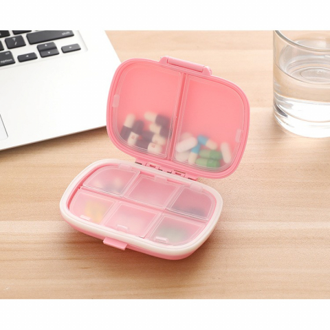 Organizator medicamente, plastic, 8 compartimente, 0.1 l, roz, 11 x 7 cm [4]